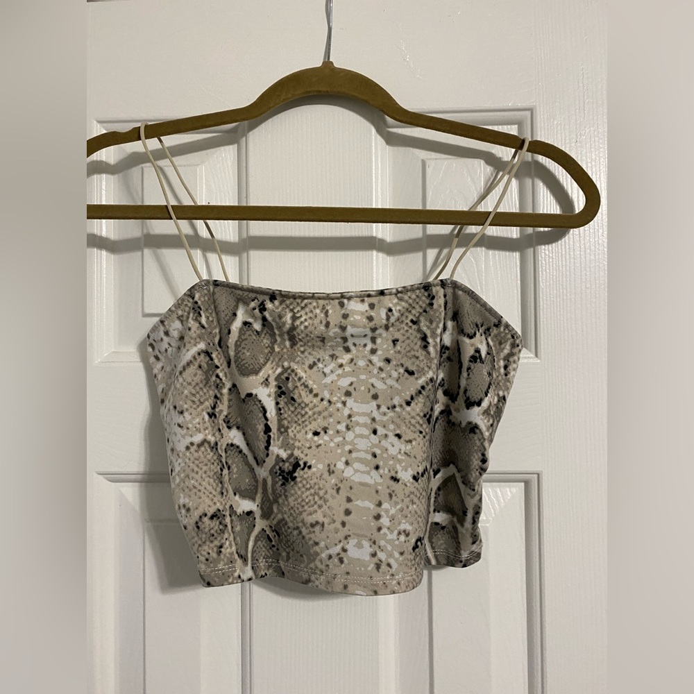 Snakeskin Spaghetti Strapped Crop Top M
